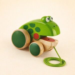 Like New, Hape, Wooden Frog Pull Along, (12+ months)